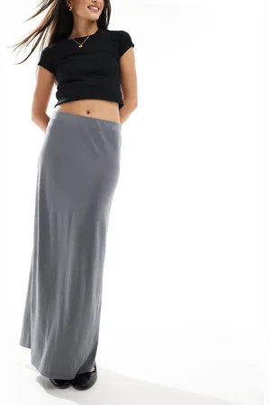 Monki Super soft maxi skirt in charcoal
