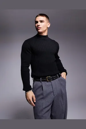 ASOS Essential muscle fit knitted rib turtle neck jumper in