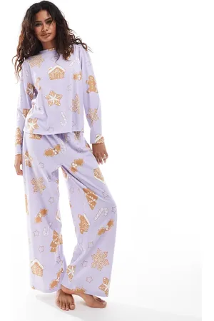 ASOS Gingerbread house long sleeve top & trouser pyjama set in