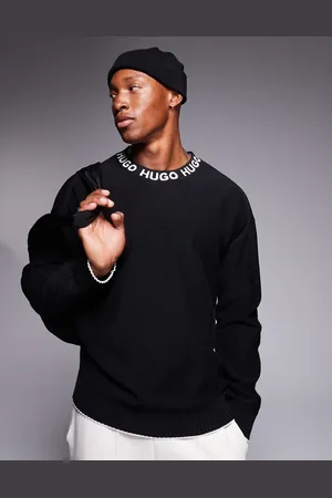 HUGO BOSS Smarlo knitted jumper in with logo neck rib