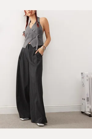 COLLUSION Wide leg baggy tailored trousers in pinstripe