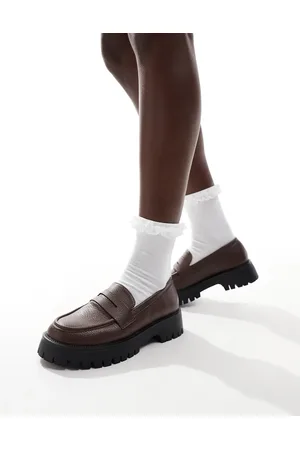 SEQWL Chunky penny loafers in distressed