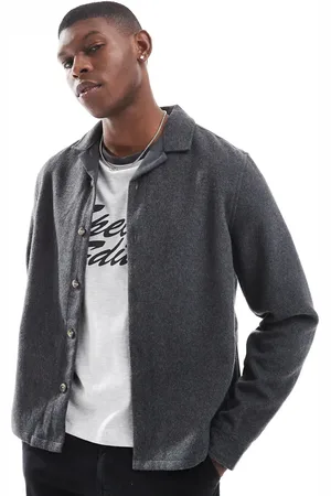 ASOS Boxy overshirt in brushed texture with badge detail
