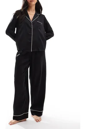 ASOS Satin long sleeve shirt & trouser pyjama set in