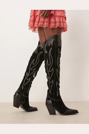 Free People Wild west thigh high suede western boots in