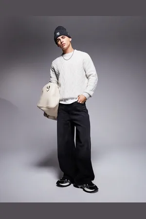 River Island Chunky cable knit jumper in light