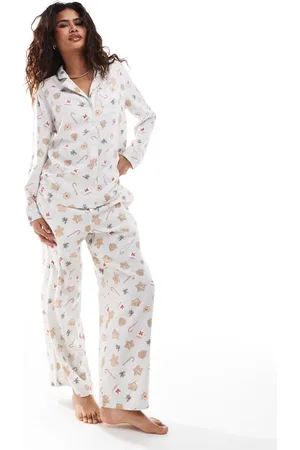 Hollister Nightwear motif shirt top and trouser set in