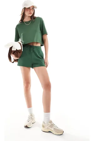 Stradivarius Soft touch short co-ord in forest