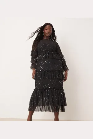 Never Fully Dressed Star print mesh midaxi dress in