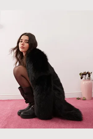 Miss Selfridge Mid length faux fur coat in
