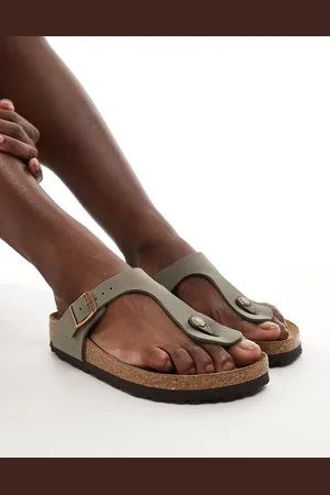 Birkenstock Gizeh birko-flor sandals in stone oiled leather