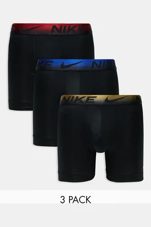 Nike Essential Microfibre 3 pack boxer brief with coloured waistband in red/gold/blue