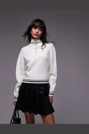 MANGO Half zip tipped jumper in