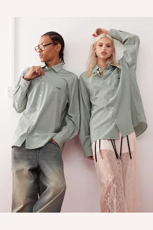 COLLUSION Unisex oversized striped shirt in mint