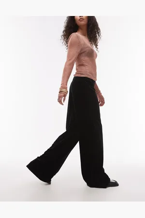 MANGO Wide leg velvet high waist trousers in