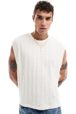 ASOS Relaxed boxy heavyweight cable knit tank in