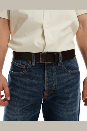 Calvin Klein Classic flat leather belt in dark