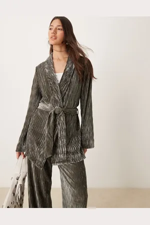 Y.A.S Textured velvet belted blazer co-ord in ink