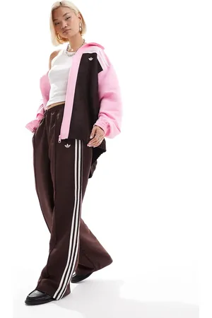 adidas Oversized monogram track pant in brown