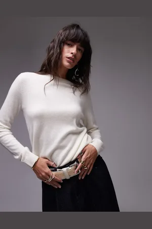 MANGO Cashmere round neck jumper in oatmeal