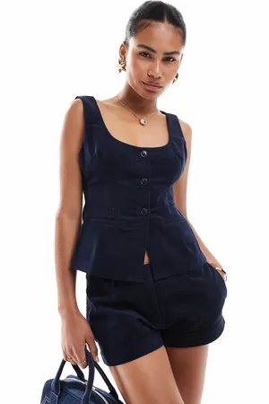 Motel Ganita micro cord button through waistcoat top co-ord in