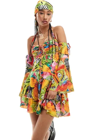 Easy Tiger Printed mini dress with sleeves in