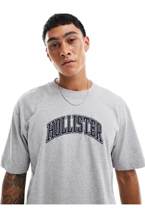 Hollister Varsity tech logo heavyweight boxy fit t-shirt in marl