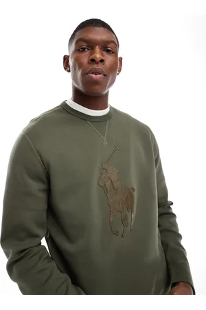 Ralph Lauren Tonal large player logo double knit sweatshirt in dark