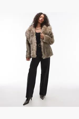 Topshop Faux fur midi coat in light