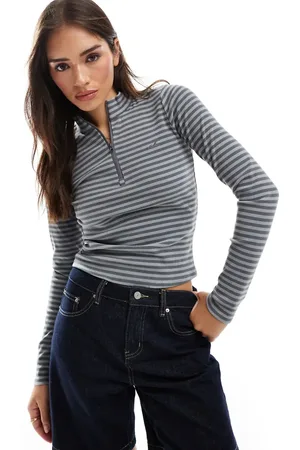Hollister Icon long sleeve quarter zip top in stripe