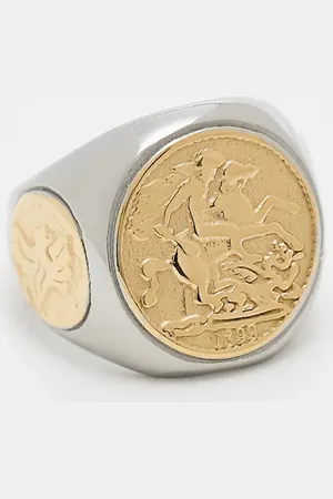 ASOS Waterproof stainless steel coin ring in and gold tone