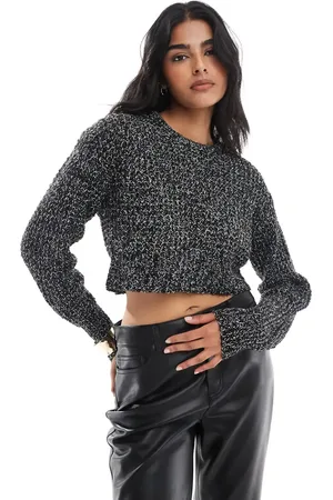 JJXX Cropped boxy ribbed jumper in marl