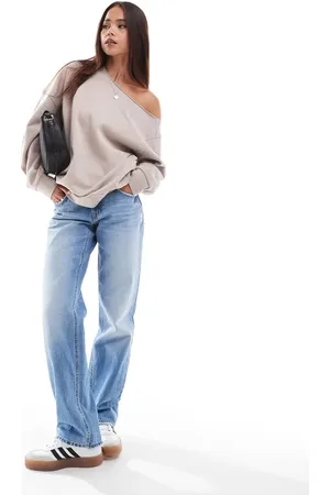 ASOS Off shoulder oversized sweatshirt in mink