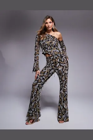 ASOS Co-ord embellished trousers with drop pearls in