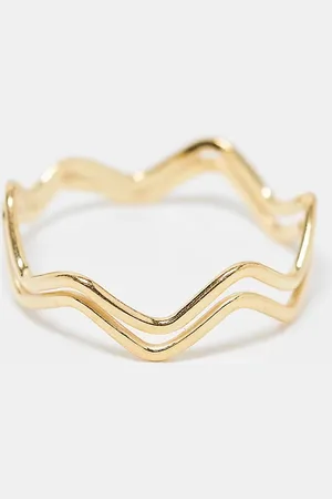 Kingsley Ryan Double wave band ring in plated