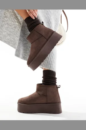 SEQWL Mini flatform boots in chocolate