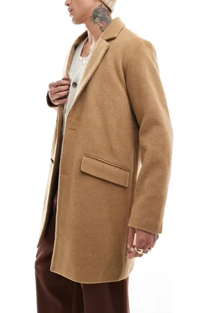 JACK & JONES Wool blend overcoat in tan