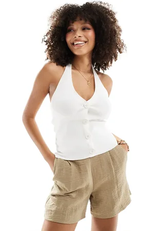 Pimkie Knitted halterneck button through top in