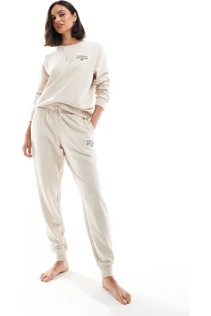 Tommy Hilfiger Lounge logo joggers in beige marl