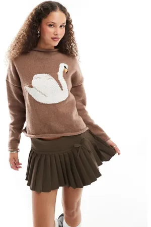Daisy Street Swan roll neck crop boxy knit in