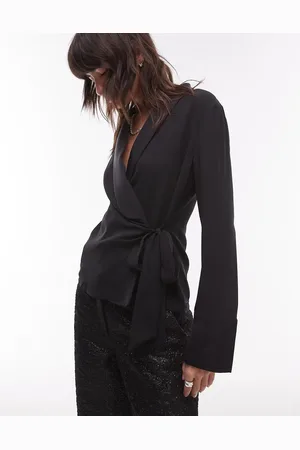 MANGO Wrap front drape shirt in