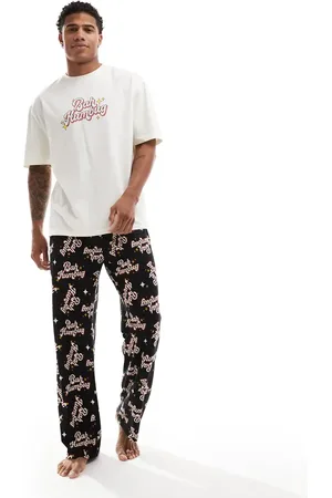 ASOS Pyjama set with Bah Humbug slogan in black