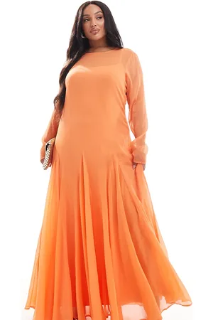 ASOS ASOS DESIGN Curve sheer chiffon maxi tent dress in coral