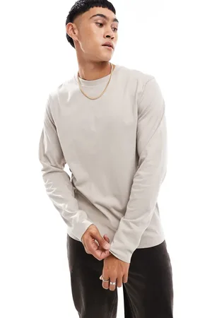 ASOS Essential long sleeve crew neck t-shirt in stone