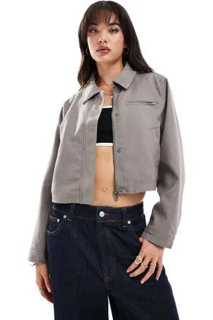 ASOS Tailored top collar jacket in mushroom