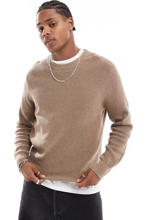 Paul Smith Crew neck knit jumper with logo in tan