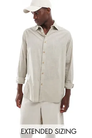 ASOS Relaxed linen look shirt with button down collar in