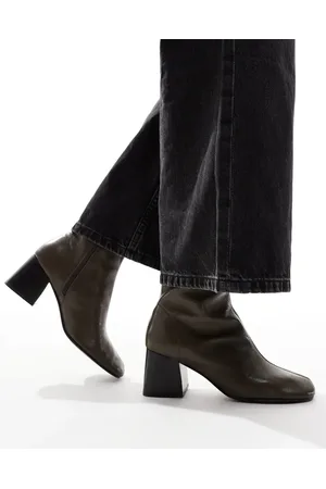 ASOS Rotate leather mid-boots in olive