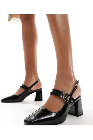 London Rebel London Rebel Talia wide fit slingback mid block heel in