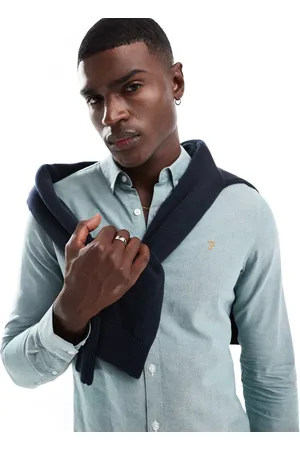 Farah Brewer slim fit oxford longsleeve shirt in light